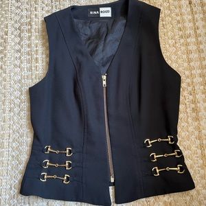 Vintage fitted vest with gold metal accents